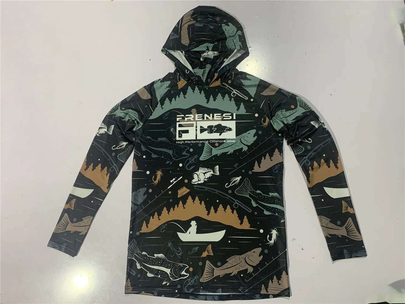 Saltwater Fishing Shirt UPF 50+ Hooded Fishing Clothes Men Face Cover Hoodie Sun Protection