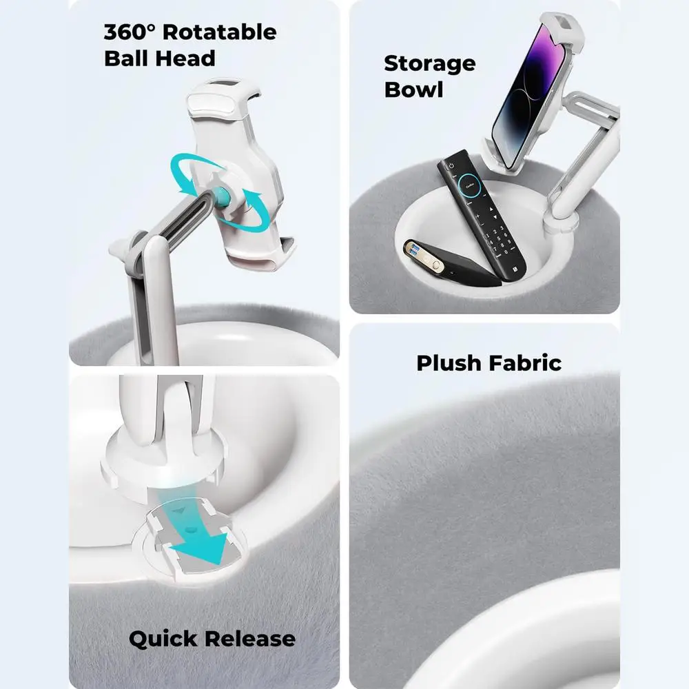 Tablet Holder Pillow Adjustable Pillow Stand With Bowl Soft Phone Holder Reading Lap Holder Cozy Laying Tablet Accessories For