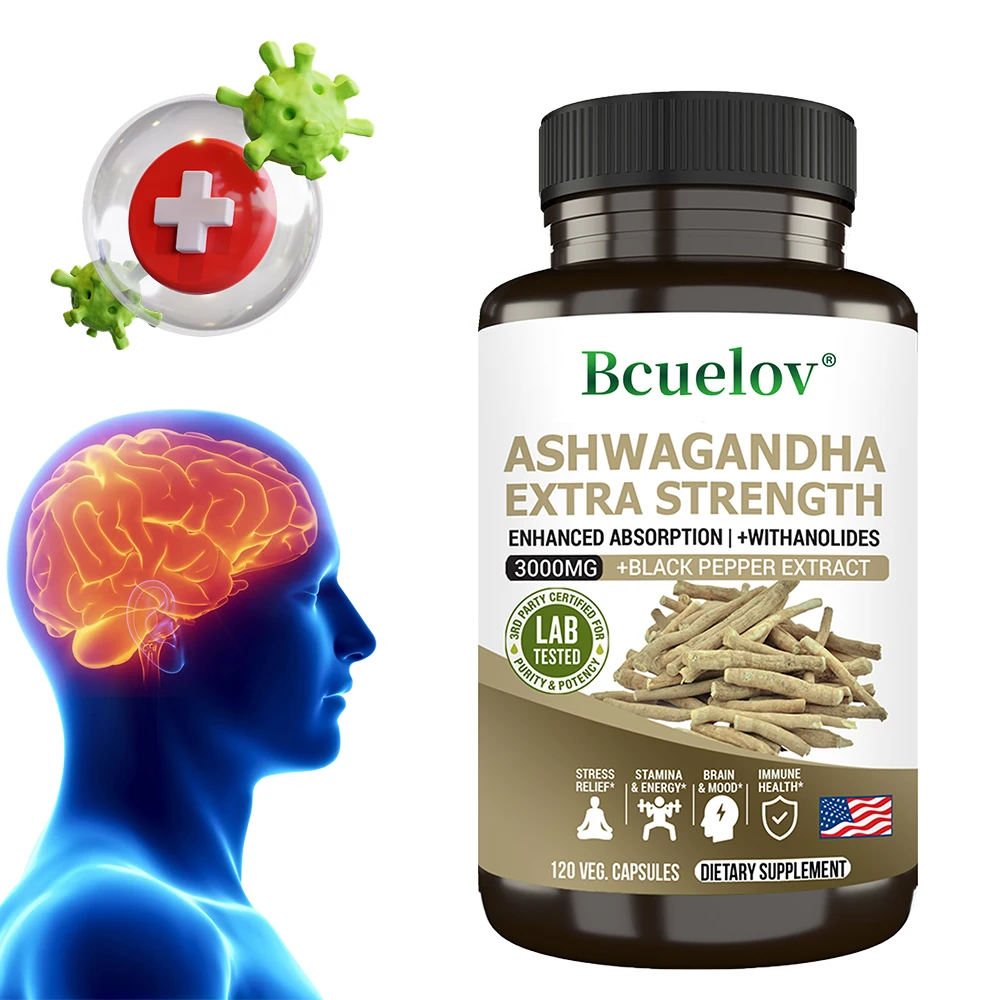 Ashwagandha Extract 3000 Mg Organic Supplement Stress Anxiety Memory Sleep Mood Energy