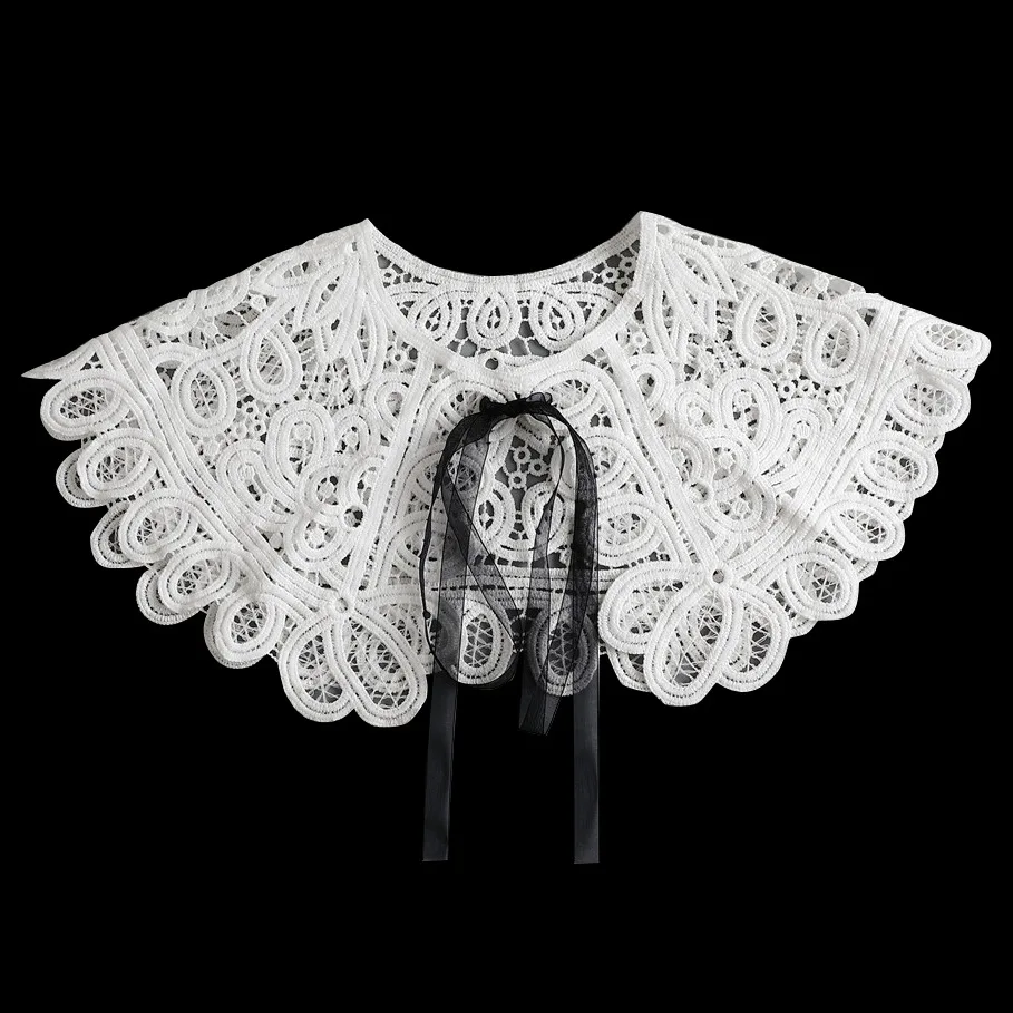 

Винтажная Хлопковая женская рубашка со съемным кружевным воротником и цветочным рисунком, блузка с ложным воротником, женская блузка со съемным отворотом, Декор