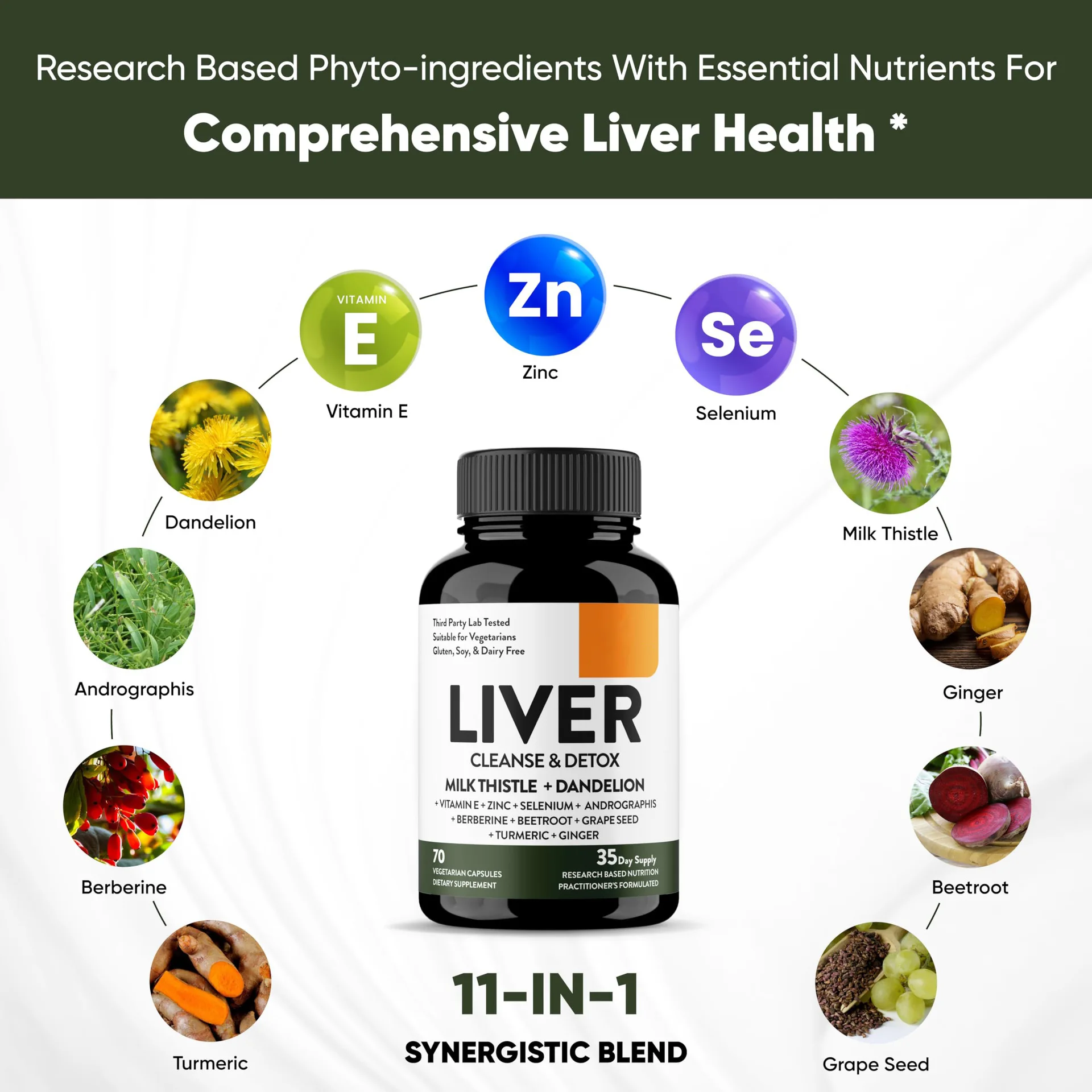 Liver Cleanse Detox & Repair Formula Herbal Liver Support Supplement Milk Thistle Dandelion Root Turmeric Health