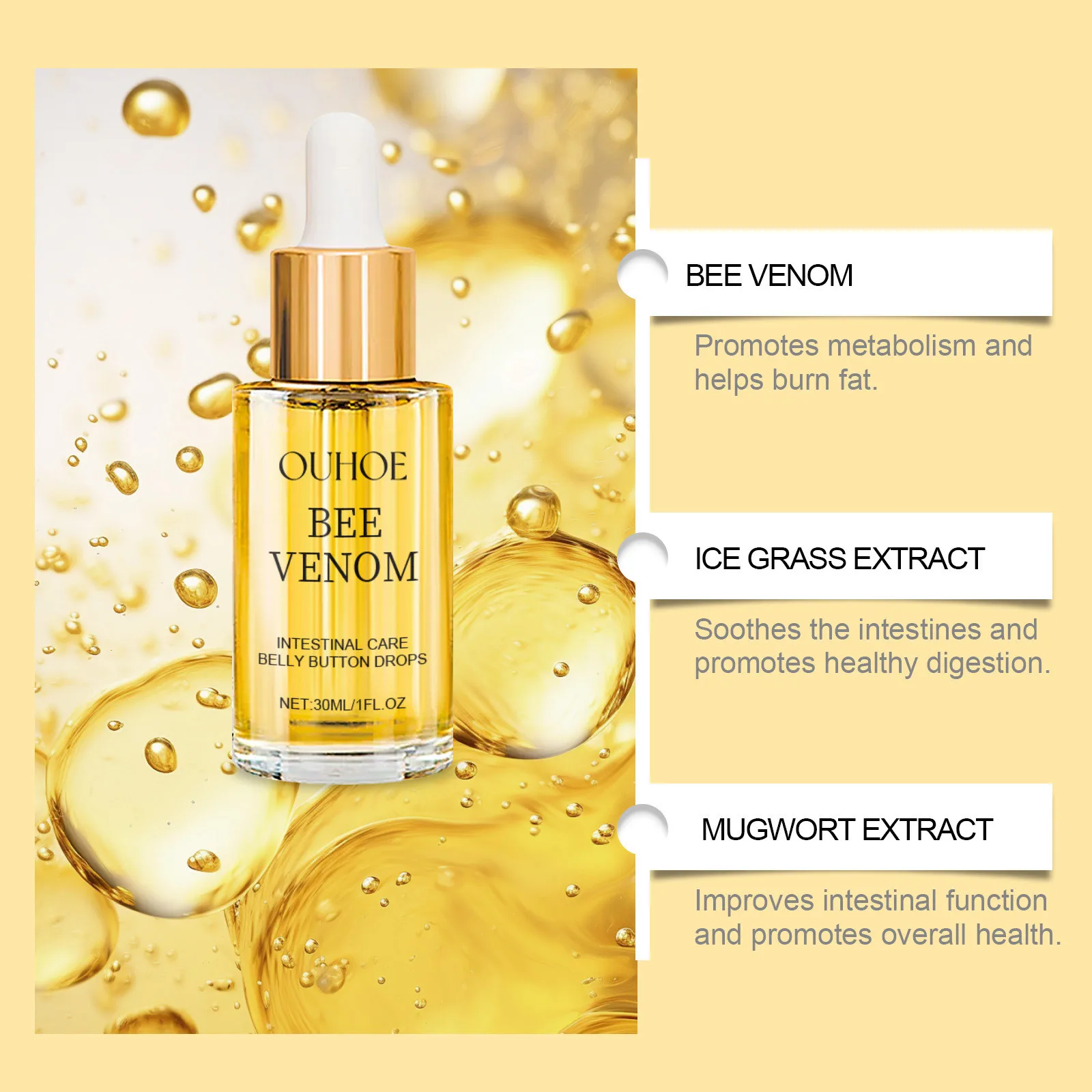 Fat Burning Serum Bee Venom Intestinal Body Care Tighten Firming Shaping Waist Abdomen Buttocks Belly Button Weight Loss Drops_voghion.com