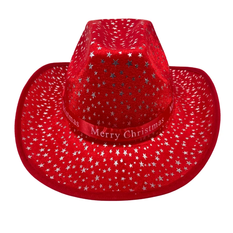 Christmas Cowgirl Hats Adults Christmas Jazz Hats for Holiday Cosplay Costumes Party Supplies