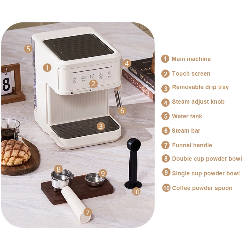 Multifunction Espresso Machine Automatic Milk Frother Foam Latte Steam 20bar Coffee Maker Extractor Cappuccino Brew Pot EU US UK 3
