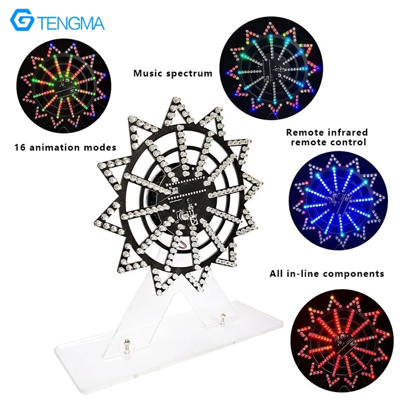 Electronic Kit Colorful Cool Animation LED Electric Rotating Ferris Wheel Components DIY Welding Assembly Parts