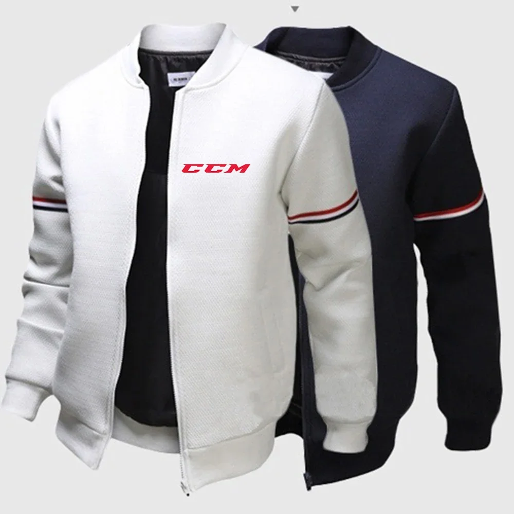 

CCM Men Casual Baseball Uniforms Jacket Brand Print Bomber Jackets Hip Hop Sport Zipper Coat Stand Collar Long Sleeve Streetwear