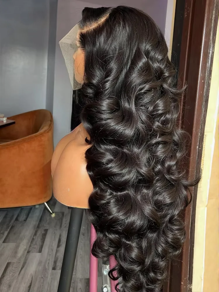Perruque Frontale 13×6 et 360 HD Transparent, Body Wave Cheveux Naturels Brésiliens, Glueless Nœuds Blanchis 250 Density 30 40 Pouces pour Femmes Noires