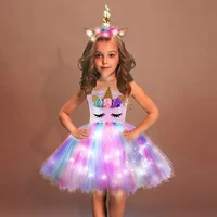 Robe Tutu Lumineuse pour Bol, Arc-en-ciel, Nairobi Orn, ixd'Anniversaire, Paillettes Rougeoyantes, Longueur au Genou, Costumes d'Animaux d'Halloween 1