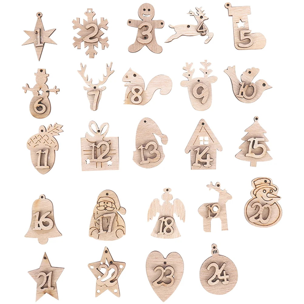 

Creative Wooden Label Christmas Calendar Pendents Hanging Bag Decoration