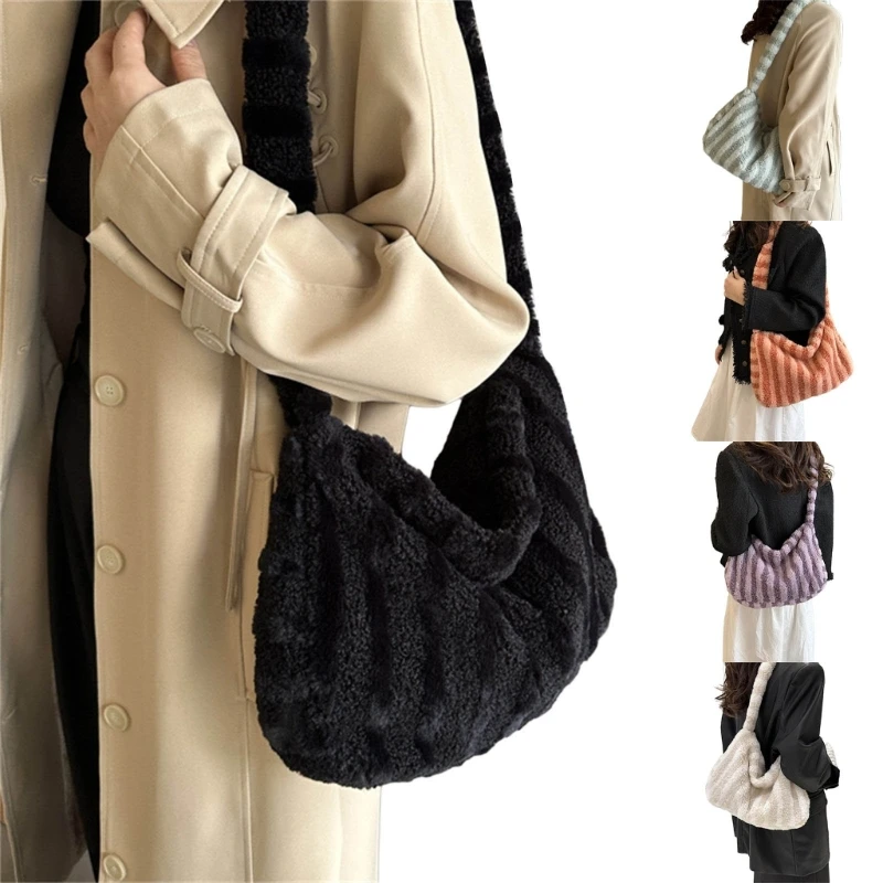 

Versatile Women's Underarm Bag Plush Handbag Perfect for Work and Casual Outings