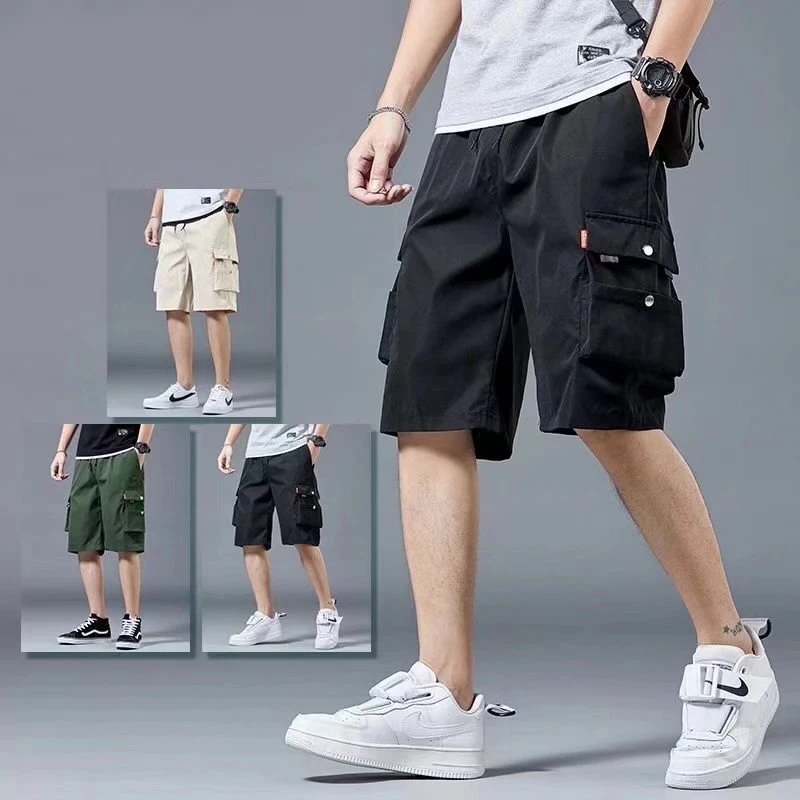 

2022 New Summer Men's Shorts Japan Fashion Streetwear Elastic Waist Short Men Casual Men Clothing Trend Pockets Sweat Shorts Men