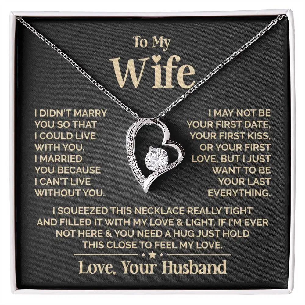 Tilted Heart Necklace Gift Set for Wife in wooden box
