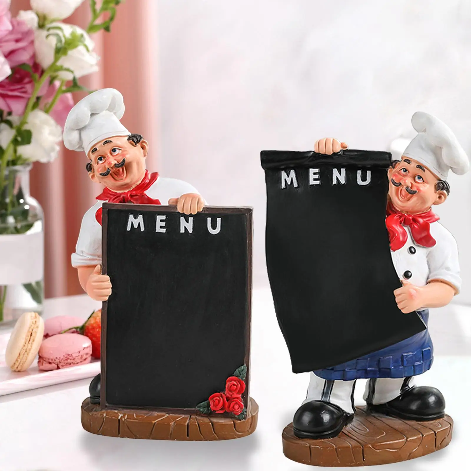 Chef Statue Sculpture Resin Chef Figurine Ornament Collectible Model Kitchen Decoration for Cafe Home Bar Table Dinning Room