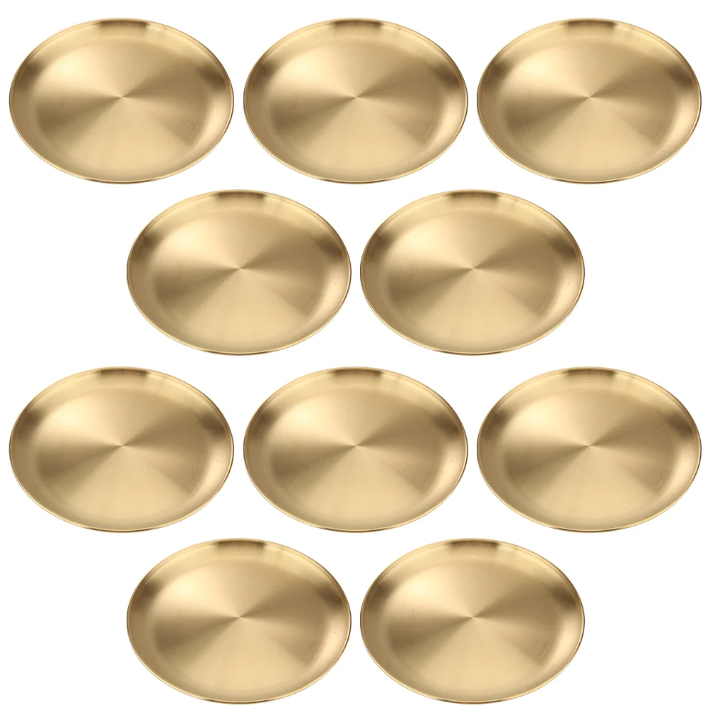 

10 Pcs Cake Pan Dessert Storage Tray Decorate Round Fries Plate Stainless Steel Pastry Practical