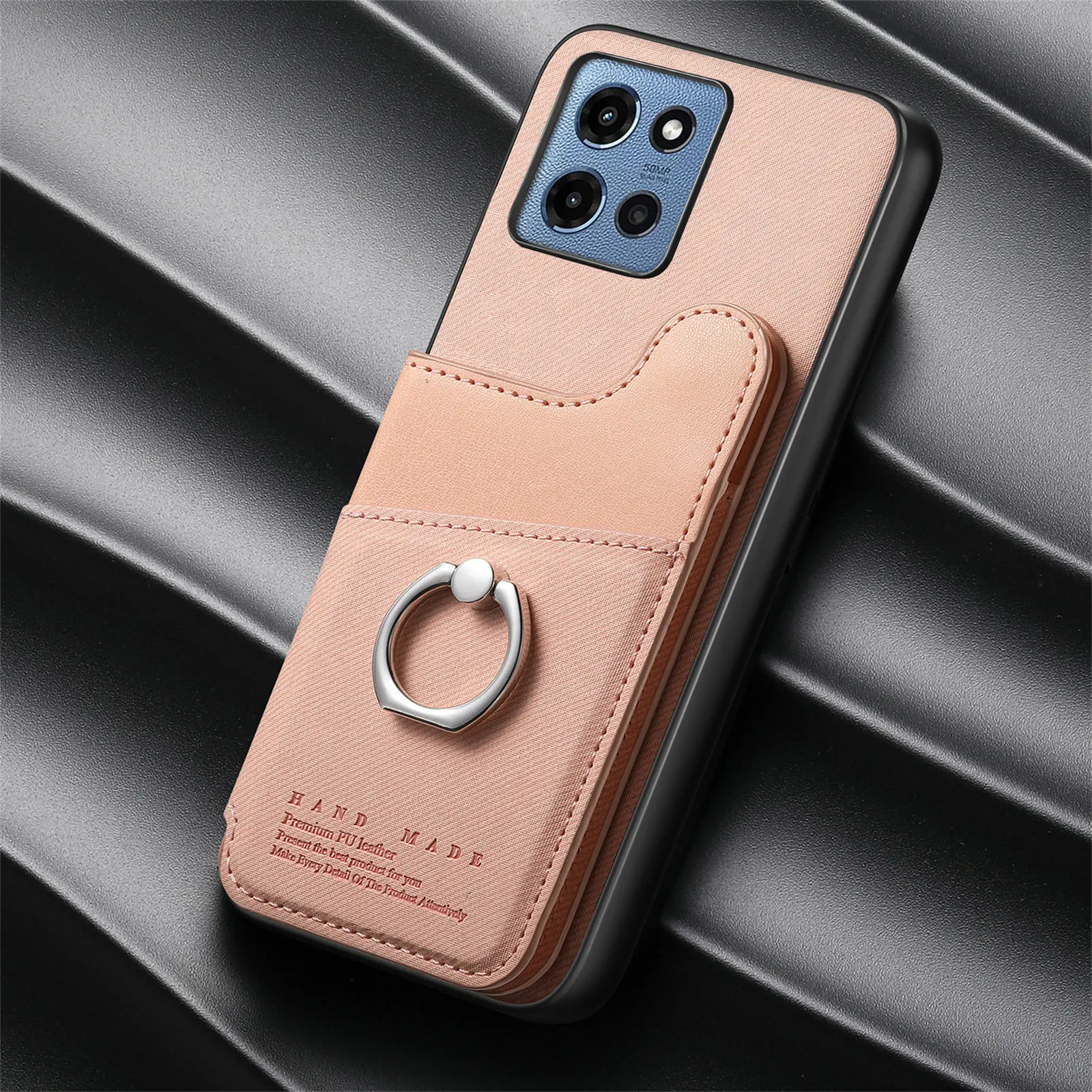 Elegant Double Button Magnetic Leather RFID Card Holder Wallet Back Case