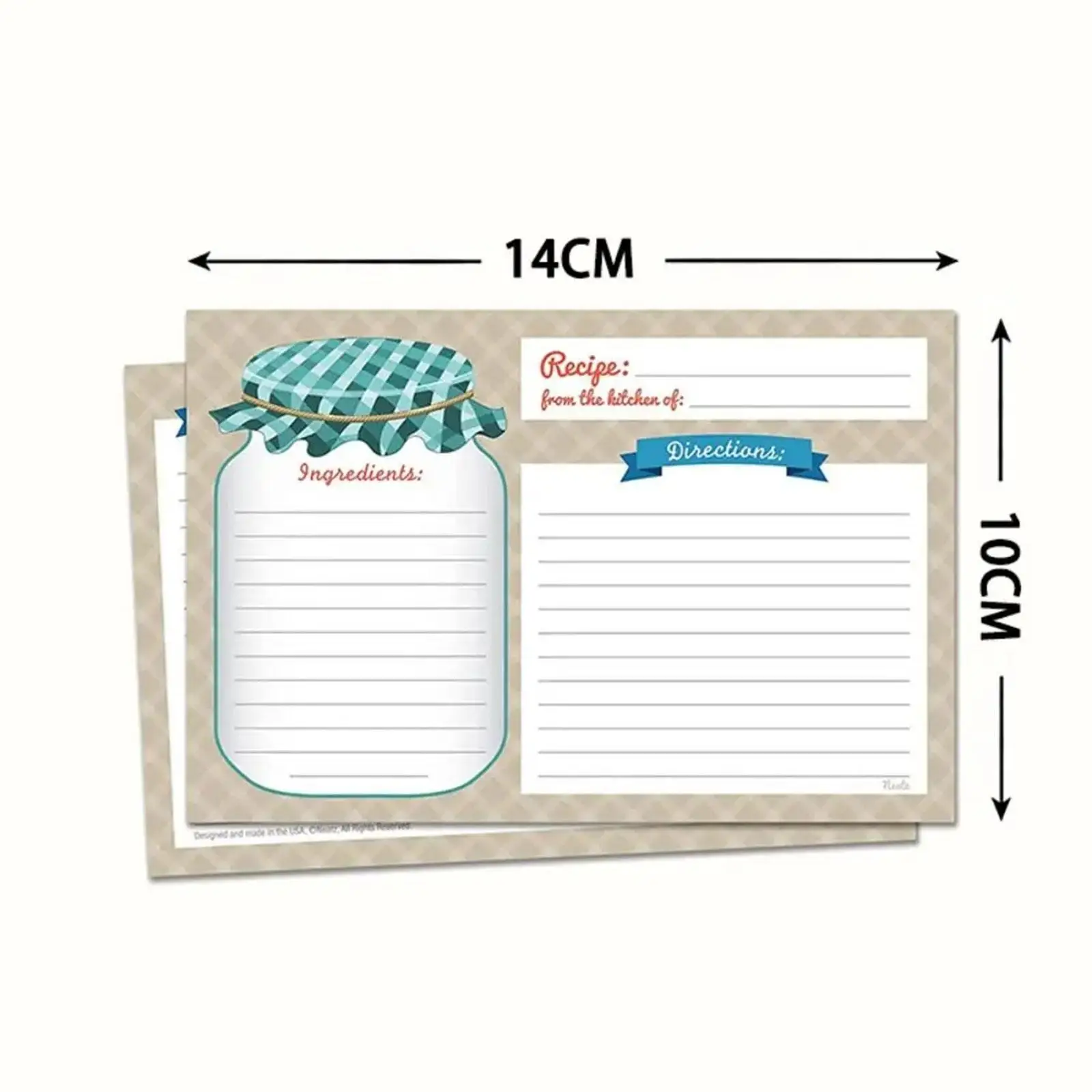 50 Pieces Recipe Cards Portable Cooking Time Recipe Index Cards Notecards Party Mother's Day Anniversary Camping Wedding