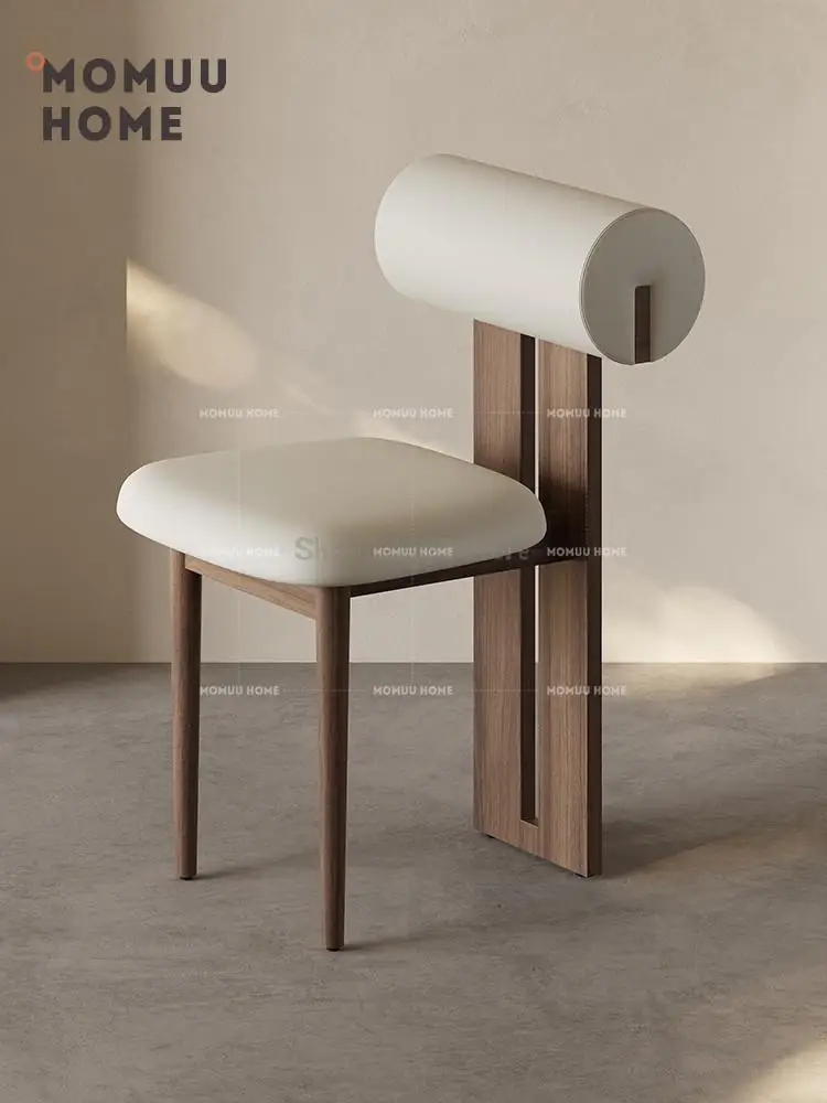 Nordic Walnut Wood Dining Chair Home Simple Dining Table Chair With Silent Style Designer Soft Bag Chair