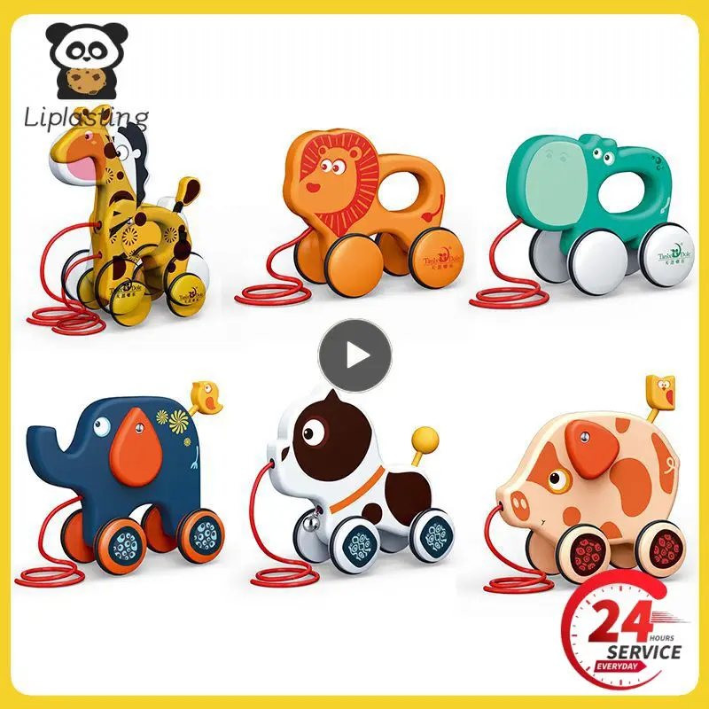 Colors Dragging Baby Toddler Funny Toys Newborn Cute Early Teaching Walker Pull Animals Model Toys For Children Christmas Gift