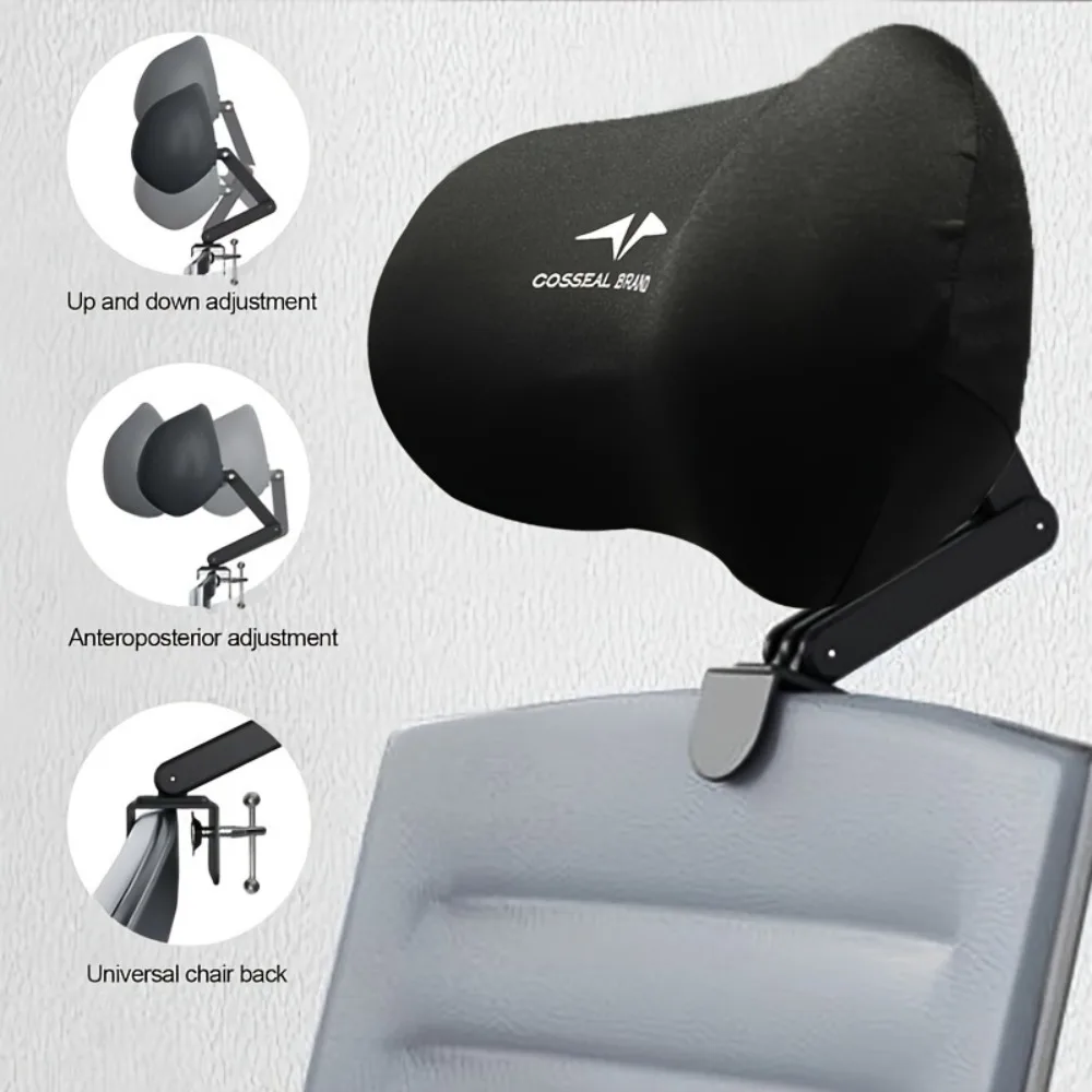 Memory Foam Headrest with Adjustable Height,Angle,Heavy-Duty Office Chair Headrest Attachment,Compatible with Desk,Computer
