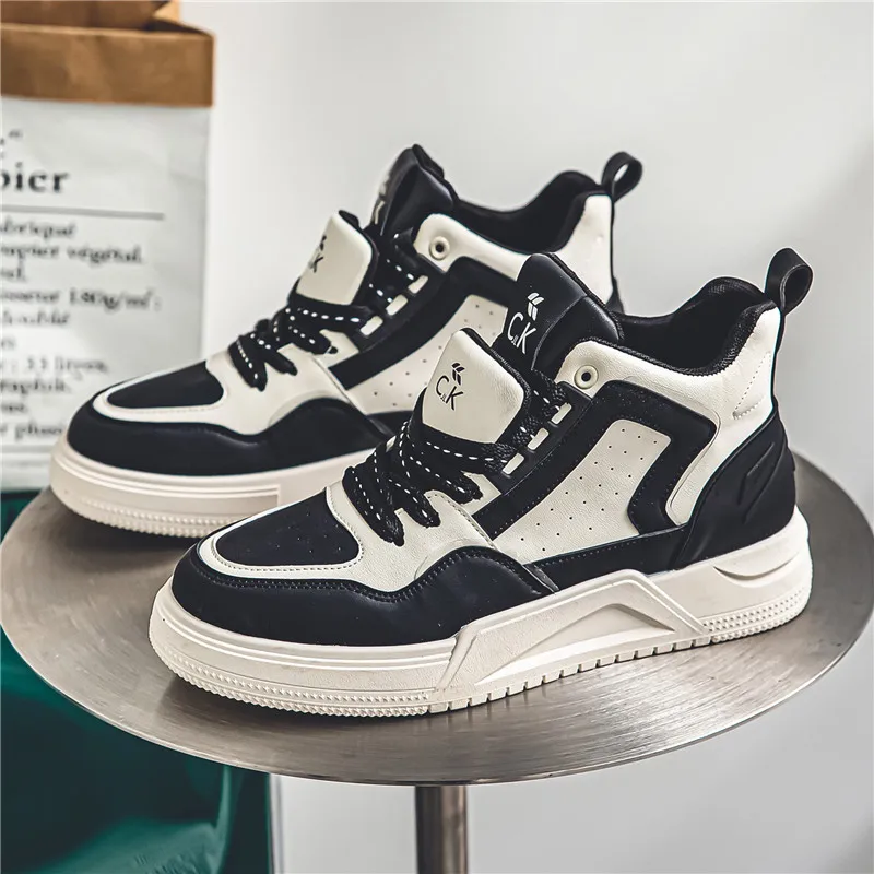 

Winter Black White Men's High-Top Sneakers 2023 Trend Comfortable Platform Skateboard Shoes Men Casual Sneakers chaussure hommes