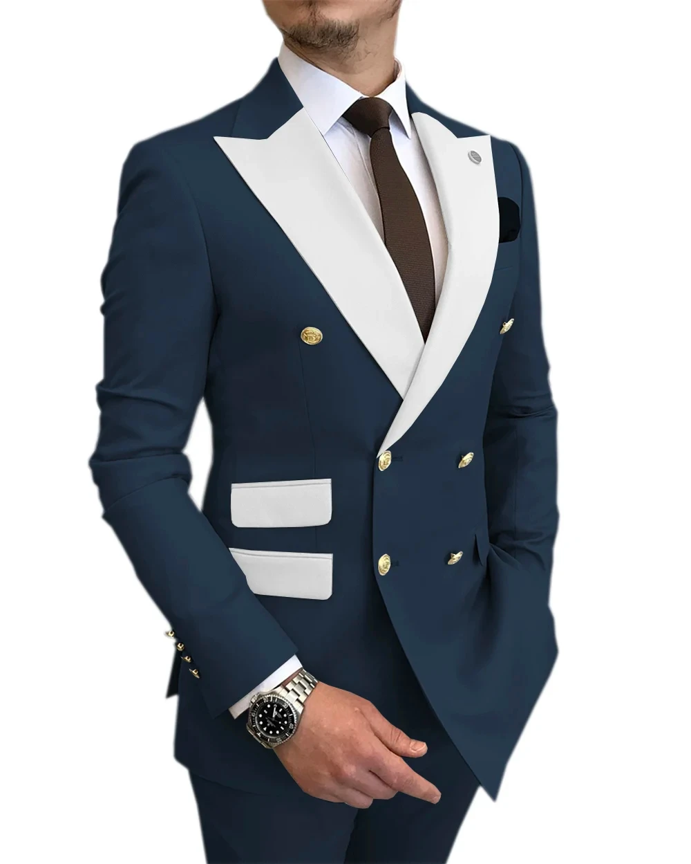 Wedding Suits For Men High Quality Blazer Tuxedo Jacket Pants Groom Prom Party Slim Fit Double Breasted 2 Piece Set Custom Made