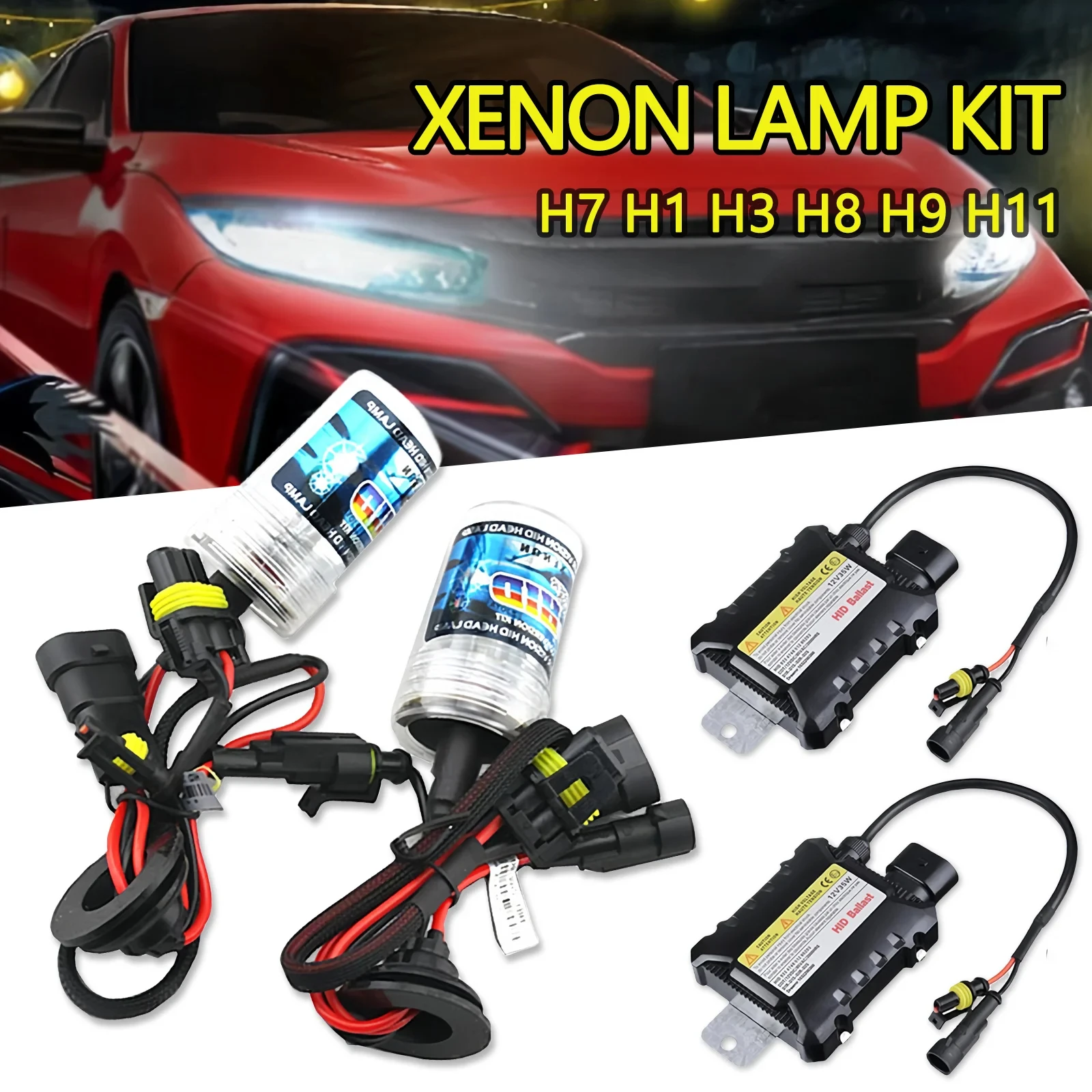 

H7 35W 55W Car Slim Ballast Kit Hid Xenon Headlight Bulb 12V H1 H3 H11 Xenon Hid Kit 4300K 6000K Replace Halogen Lamp