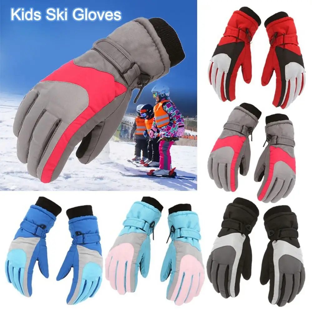 

Snow Skating Snowboarding Windproof Waterproof Sports Riding Gloves Thick Warm Long-sleeved Mittens Children Ski Gloves