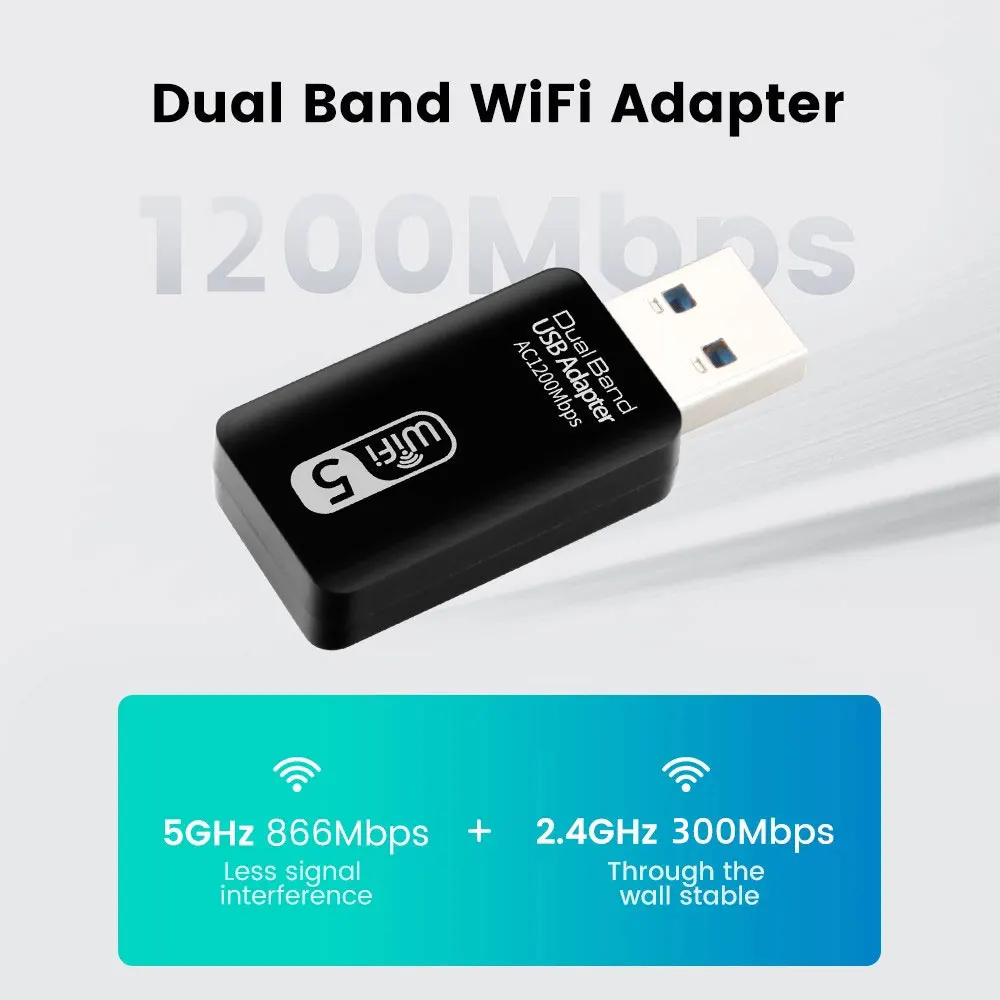2022 New 1200mbps Wireless Usb Wifi Adapter Dual Band 2.4g/5ghz Usb 3.0