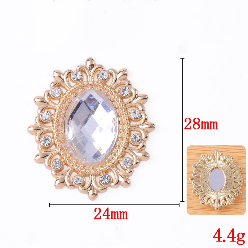 Gold Alloy Decorative Acrylic Buttons, 10PCS - Ideal for Clothing, Packaging, and Hair Accessories