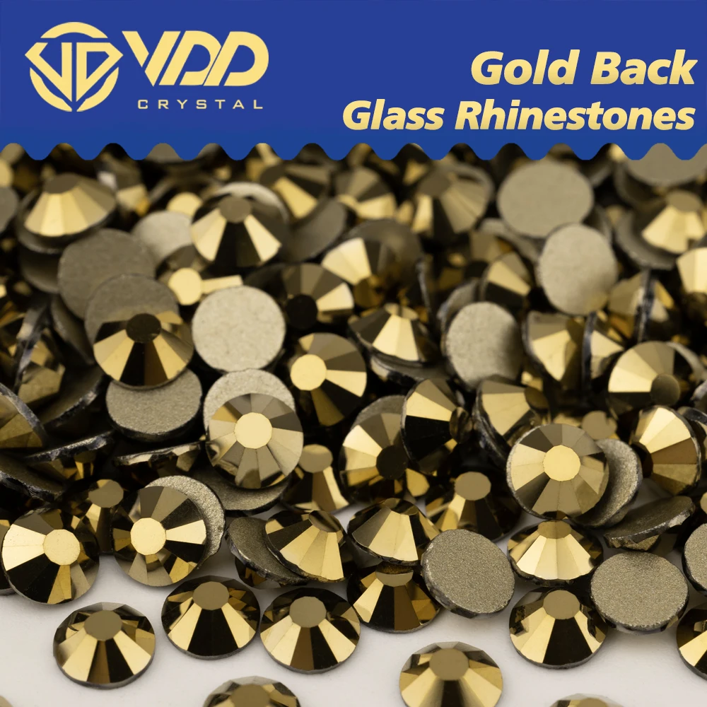 VDD 067 Aurum Hochwertige SS4-SS20 Glas-Strasssteine, Kristallgold, flache Rückseite, Strasssteine für DIY-Nagelkunst, Basteldekorationen