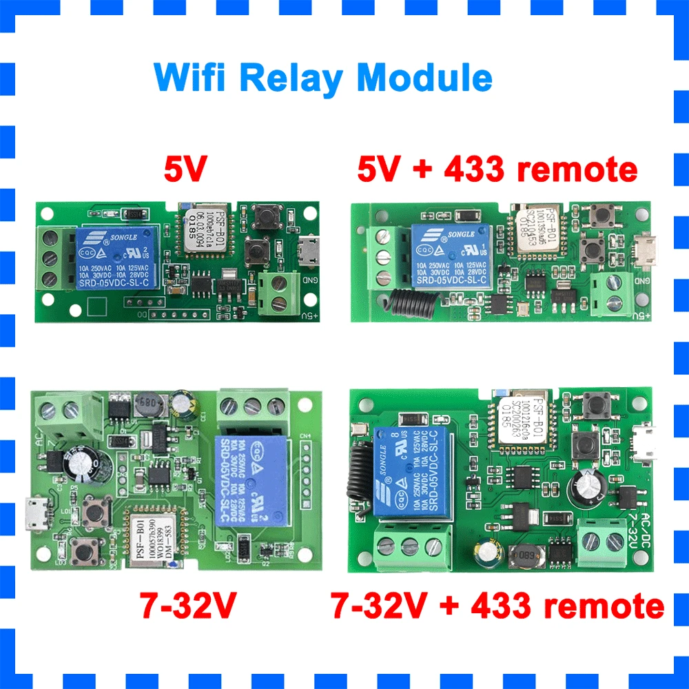 DC5V DC12V Wifi Relay Module for eWeLink APP Remote Control Selflock