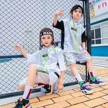 

Children's hip-hop fashion clothes sequined Vest Boys' summer hip-hop Suit Girls' jazz dance performance clothes performance