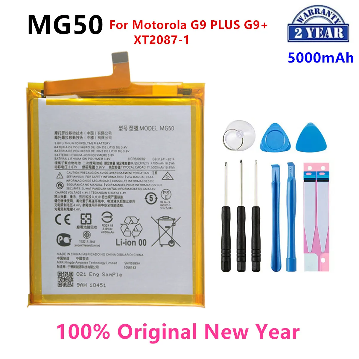 

100% Original MG50 5000mAh Battery For Motorola Moto G9 PLUS G9+ XT2087-1 Phone Batteries+Tools