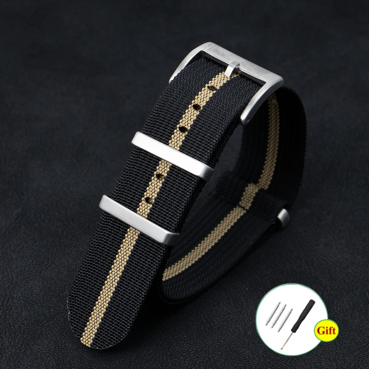 Premium Nylon Military-Style Watch Strap - Brown, Green & Black