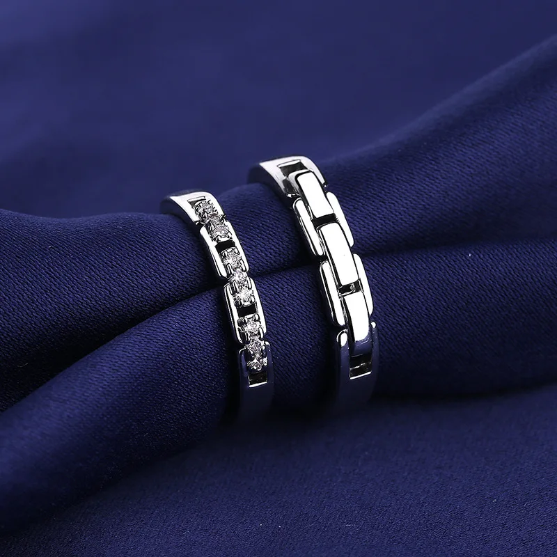 Silver Rings 2PCS 925 sterling black Pearl shine Zircon heart Sunlight fashion original womer lovers gift