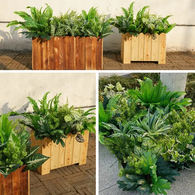 Mesterséges Tulipán Hortenzia Levendula Virágok Zöld Cserjék Hamis Növény Kültéri Kerti Teraszhoz Előlap Tornác Udvar Dekoráció - Image 3
