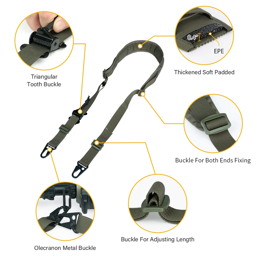 IDOGEAR Tactical Two-Point Quick Pull Sling in Ranger Green