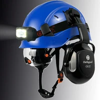 CE Safety Helmet with Built-In Visor and LED Light