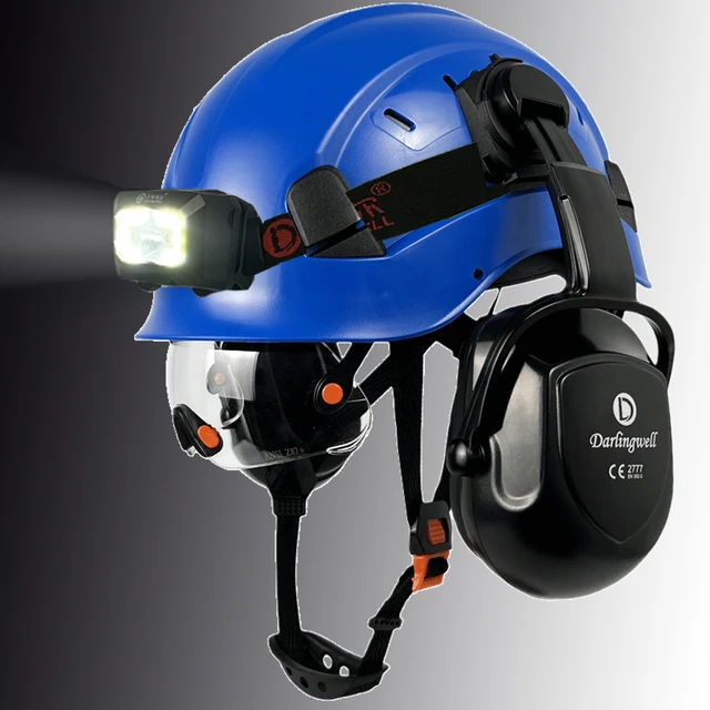 CE Safety Helmet with Built-In Visor and LED Light