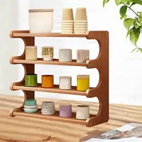 Desktop Shelf 4 Layer Home Decor Sundries Display Shelf Makeup Shelf Organizer Wooden Storage Rack for Dresser Dorm Bedroom 2