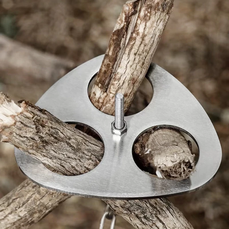 

Уличный портативный подвесной кронштейн для кастрюли, треугольная вешалка для кемпинга, подвесное кольцо из нержавеющей стали, штатив, подставка для дерева