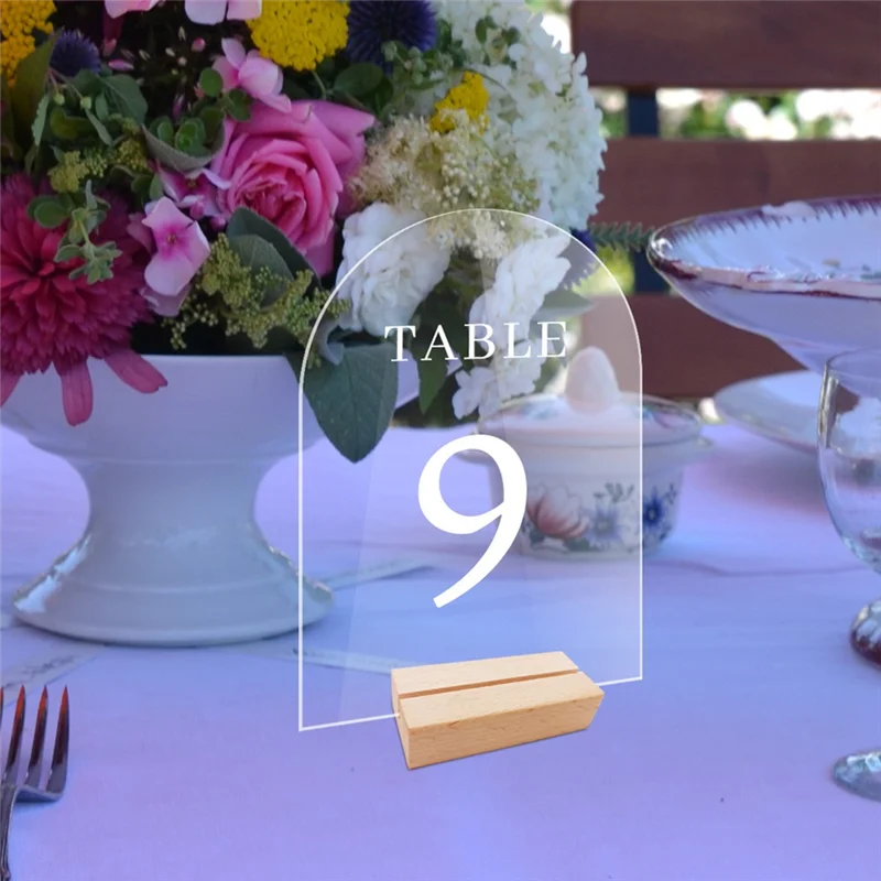 12PCS DIY Blank Acrylic Table Sign Clear Sign With Stand Transparent Arch Table Numbers Card Wedding Decoration, Durable D