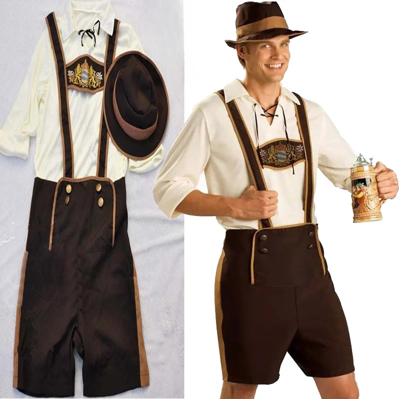 Traditional German Bavarian Beer Male Cosplay Halloween Carnival Octoberfest Holiday Party Clothes Men&rsquo;s Oktoberfest Costumes cosplay costume men festival costume set