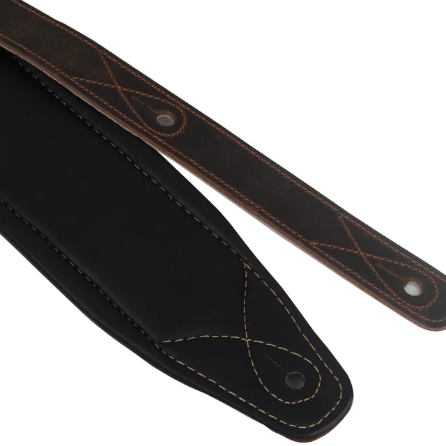 Correa Para Guitarra De Cuero Vacuno Ajustable (128-142 Cm), Ancho 8 Cm, Con Remaches Plateados | Para Guitarra Acústica, Eléctrica Y Bajo