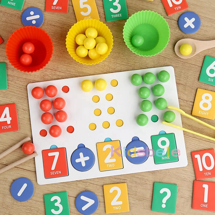 어린이 클립 비즈 학습 수학 장난감 색상 인식 수학 산술 페어링 조기 교육 몬테소리 수학 장난감