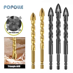 Perceuse électrique à quatre lames croisées en carbure cémenté, 4 pièces/ensemble, 6 12mm, adapté au mur de ciment, verre, marbre, perceuse électrique 