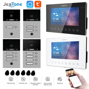 Jeatone 1080P 7Inch Monitor Screen Tuya WiFi Fingerprint Video Intercom Home Door Phone Camera with ID Cards Unlock 1