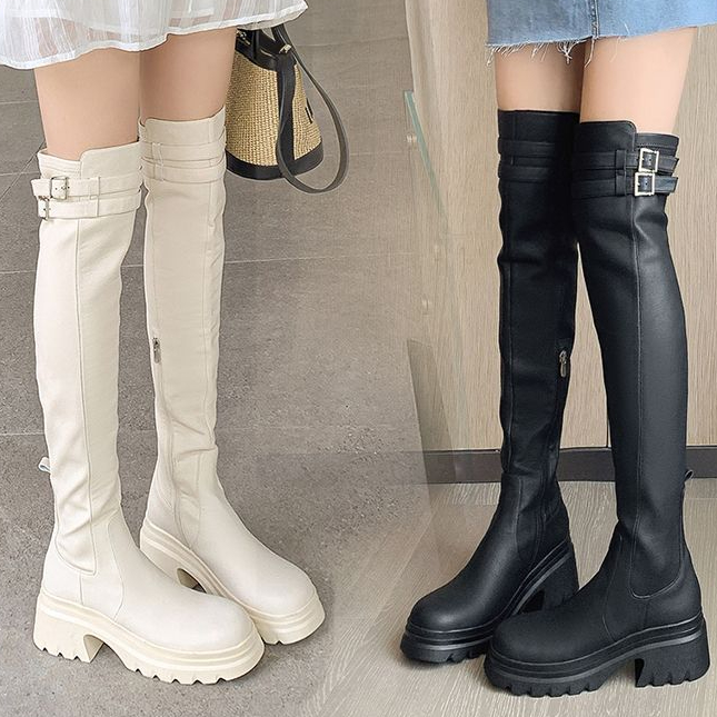 Autumn Winter Women's Leather Over The Knee Long High Heel Platform Snow Thigh Boot for Women 2023 Ladies Shoesknight Boots Shoe
