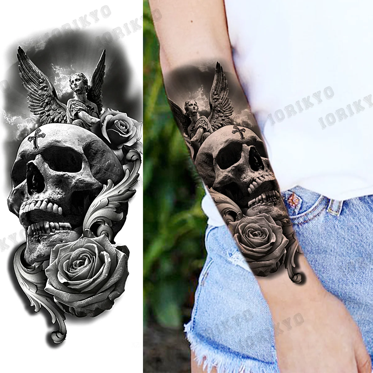Realistic Rose Flower Compass Temporary Tattoos For Women Adult Girl Skull  Angel Eyes Fake Tattoo Forearm Disposable Tatoo Paper - Temporary Tattoos -  AliExpress