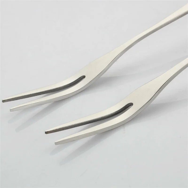 4pcs/set Stainless Steel Light Body Two-tooth Fruit Fork Adult Dessert Fruit Sign Dessert Moon Cake Small Fork